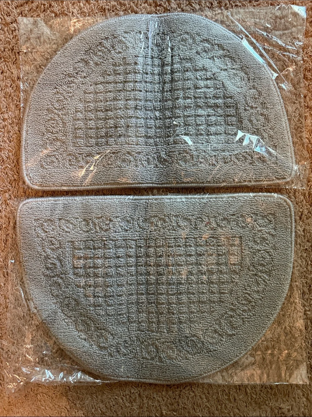 Brand new 16” Gray Half-Round Bath Rugs - Set of 2